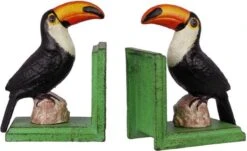 Gietijzeren Boekensteun - Toekan Vogels - Set Van 2 - Gietijzer - 14,9 Cm Hoog