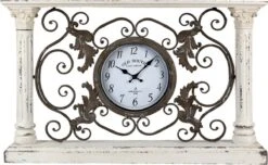 Wandklok 76*12*48 Cm / 1*AA Wit Hout, Metaal Rechthoek Krullen Muurklok Hangklok Keukenklok