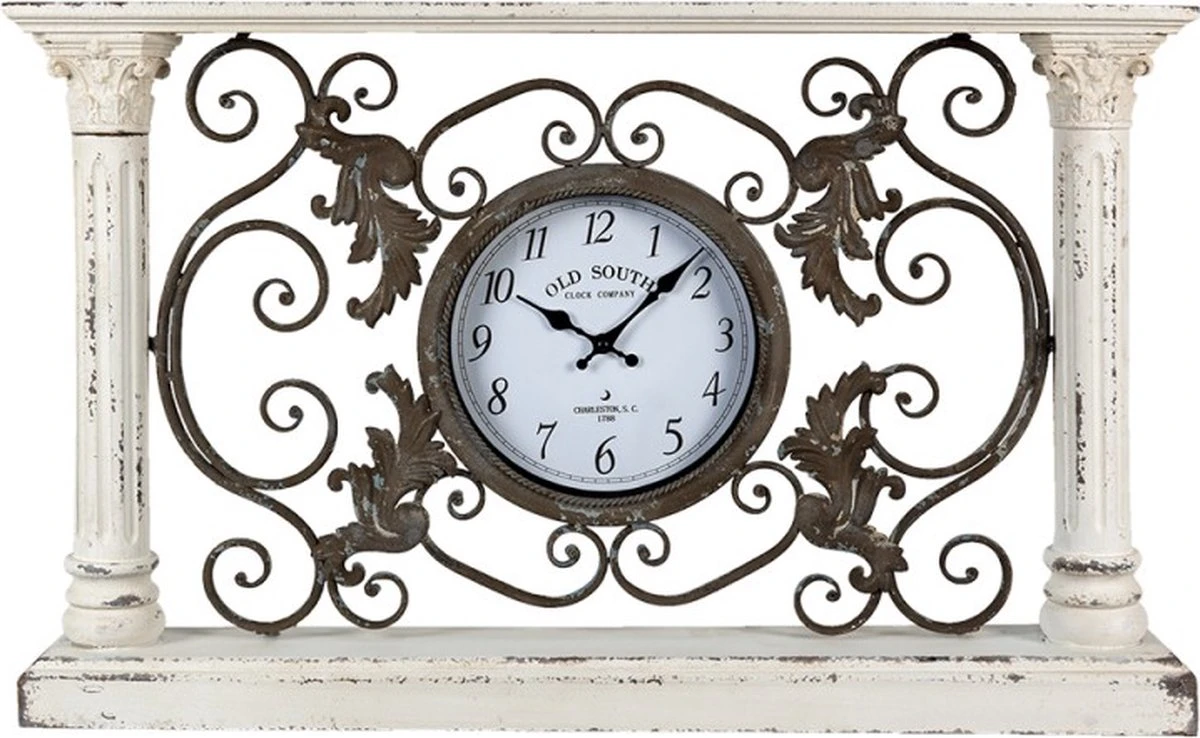 Wandklok 76*12*48 Cm / 1*AA Wit Hout, Metaal Rechthoek Krullen Muurklok Hangklok Keukenklok 3 Wandklok 76*12*48 Cm / 1*AA Wit Hout, Metaal Rechthoek Krullen Muurklok Hangklok Keukenklok