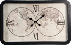 Wandklok 80*6*51 Cm / 1*AA - Zwart Beige MDF Glas