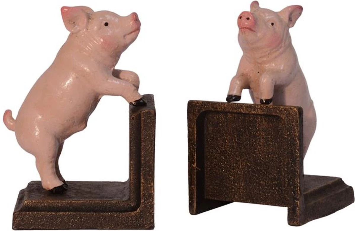 Boekensteunen - Gietijzeren Varkentjes - Set Van 2 - 13,4 Cm Hoog 3 Boekensteunen - Gietijzeren Varkentjes - Set Van 2 - 13,4 Cm Hoog