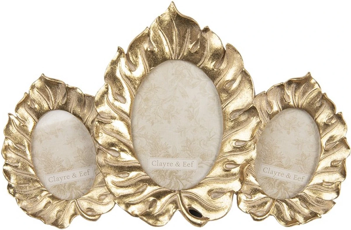 Fotolijst 30*2*20 Cm / 6*8 (2) / 8*11 Cm - Goudkleurig Polyresin 3 Fotolijst 30*2*20 Cm / 6*8 (2) / 8*11 Cm - Goudkleurig Polyresin