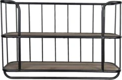 Wandrek 66x20x44 Cm Zwart Metaal Rechthoek Muurrek Opbergkast Hangkast