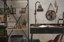 Wandklok Ø 42*4 Cm / 1*AA Bruin Hout, Metaal Rond Wereldkaart Muurklok Hangklok Keukenklok