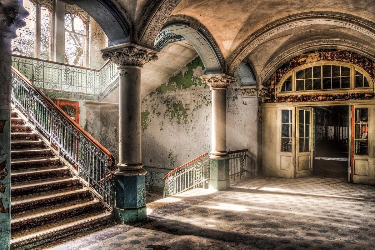 Glasschilderij Verlaten Gebouw - Schilderij Fotokunst - 120x80 - Woonkamer Slaapkamer 3 Glasschilderij Verlaten Gebouw - Schilderij Fotokunst - 120x80 - Woonkamer Slaapkamer