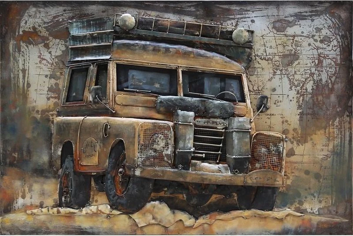 3D Art Metaalschilderij - Landrover Handgeschilderd - 120 X 80 Cm 3 3D Art Metaalschilderij - Landrover Handgeschilderd - 120 X 80 Cm