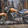 3D Art Metaalschilderij - Motor Fiets Chopper - 120 X 80 Cm