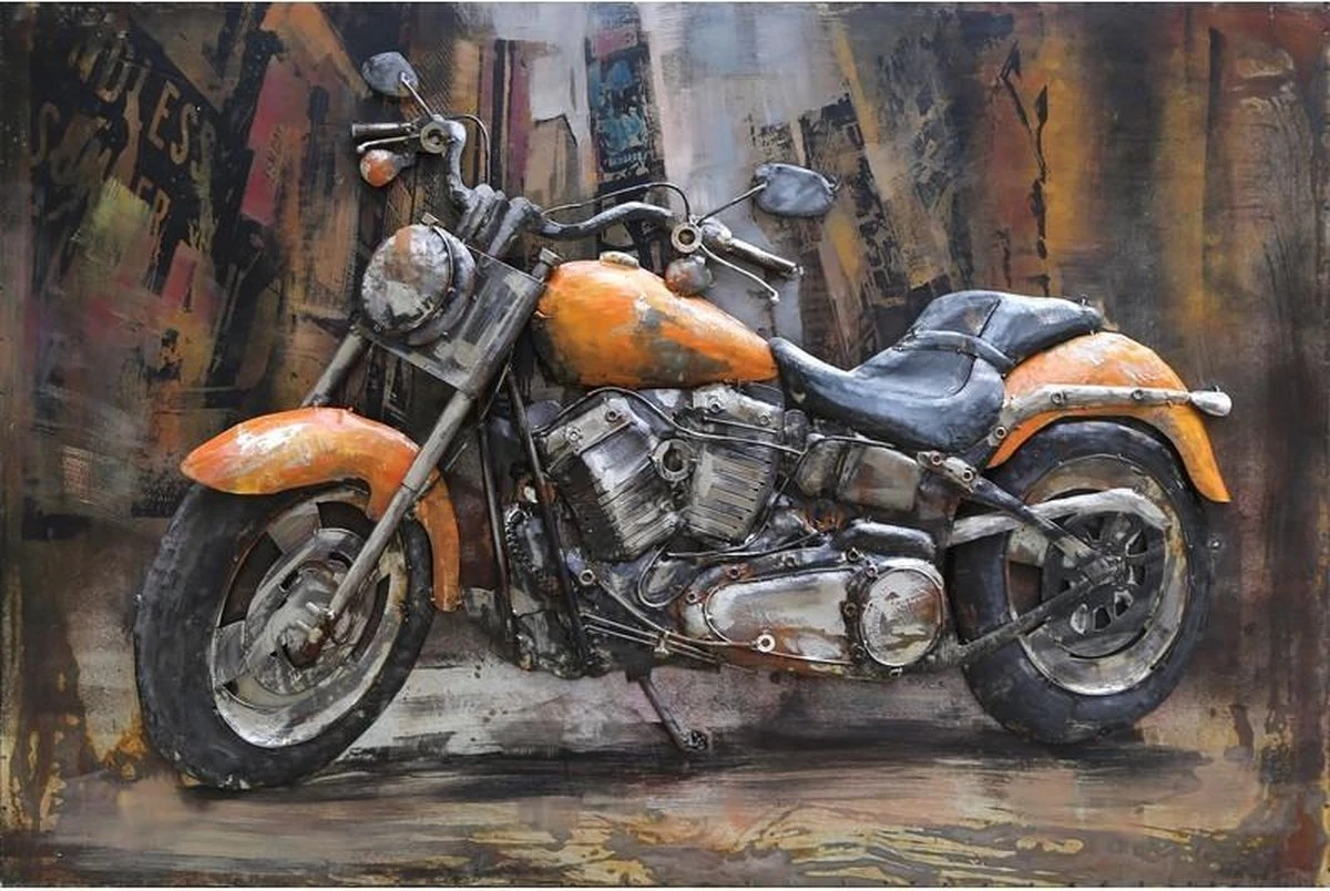 3D Art Metaalschilderij - Motor Fiets Chopper - 120 X 80 Cm 2 3D Art Metaalschilderij - Motor Fiets Chopper - 120 X 80 Cm