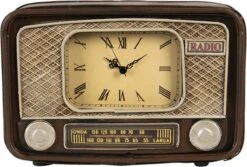 Tafelklok 24*17*17 Cm Bruin Ijzer Glas Rechthoek Tafelklokken Binnen Staand Klokje Tafelklokje