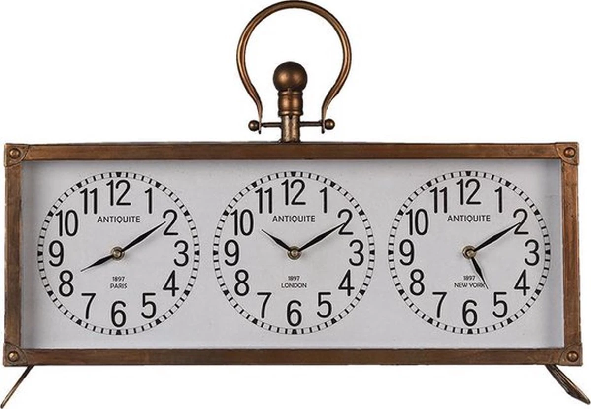 Tafelklok 56*9*45 Cm Koperkleurig Ijzer, Glas Tafelklokken Binnen Staand Klokje Tafelklokje 3 Tafelklok 56*9*45 Cm Koperkleurig Ijzer, Glas Tafelklokken Binnen Staand Klokje Tafelklokje