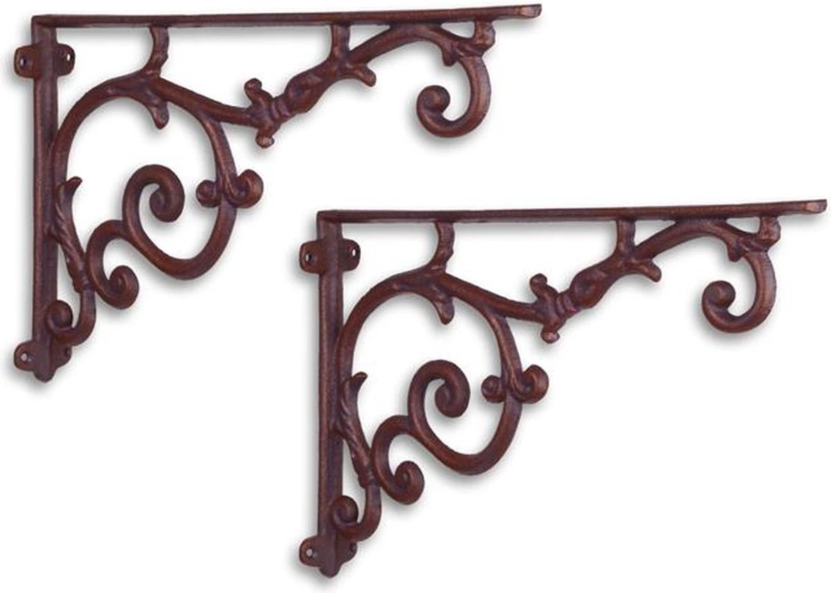 Plankendrager - Klassieke Gietijzeren Plankhouders - Set Van 2 - 19,3 Cm Hoog 3 Plankendrager - Klassieke Gietijzeren Plankhouders - Set Van 2 - 19,3 Cm Hoog