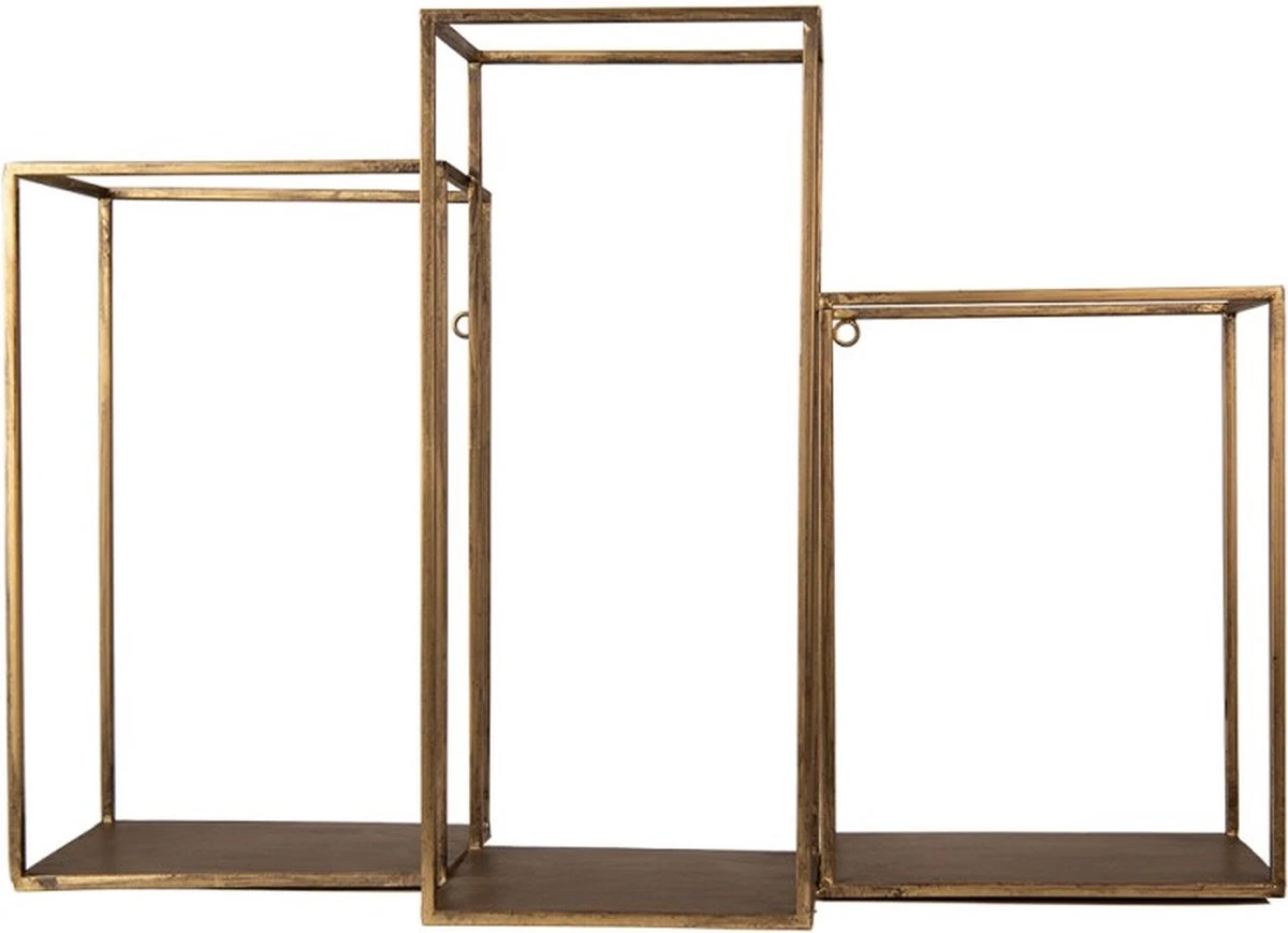 Wandrek 65x19x44 Cm Goudkleurig Ijzer Muurrek 3 Wandrek 65x19x44 Cm Goudkleurig Ijzer Muurrek