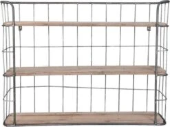 Wandrek 85*20*64 Cm Bruin Hout Rechthoek Muurrek Opbergkast Hangkast