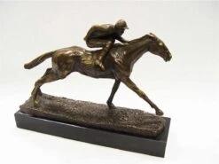 Bronzen Beeld - Jockey Te Paard - Gedetailleerd Sculptuur - 21,4 Cm Hoog