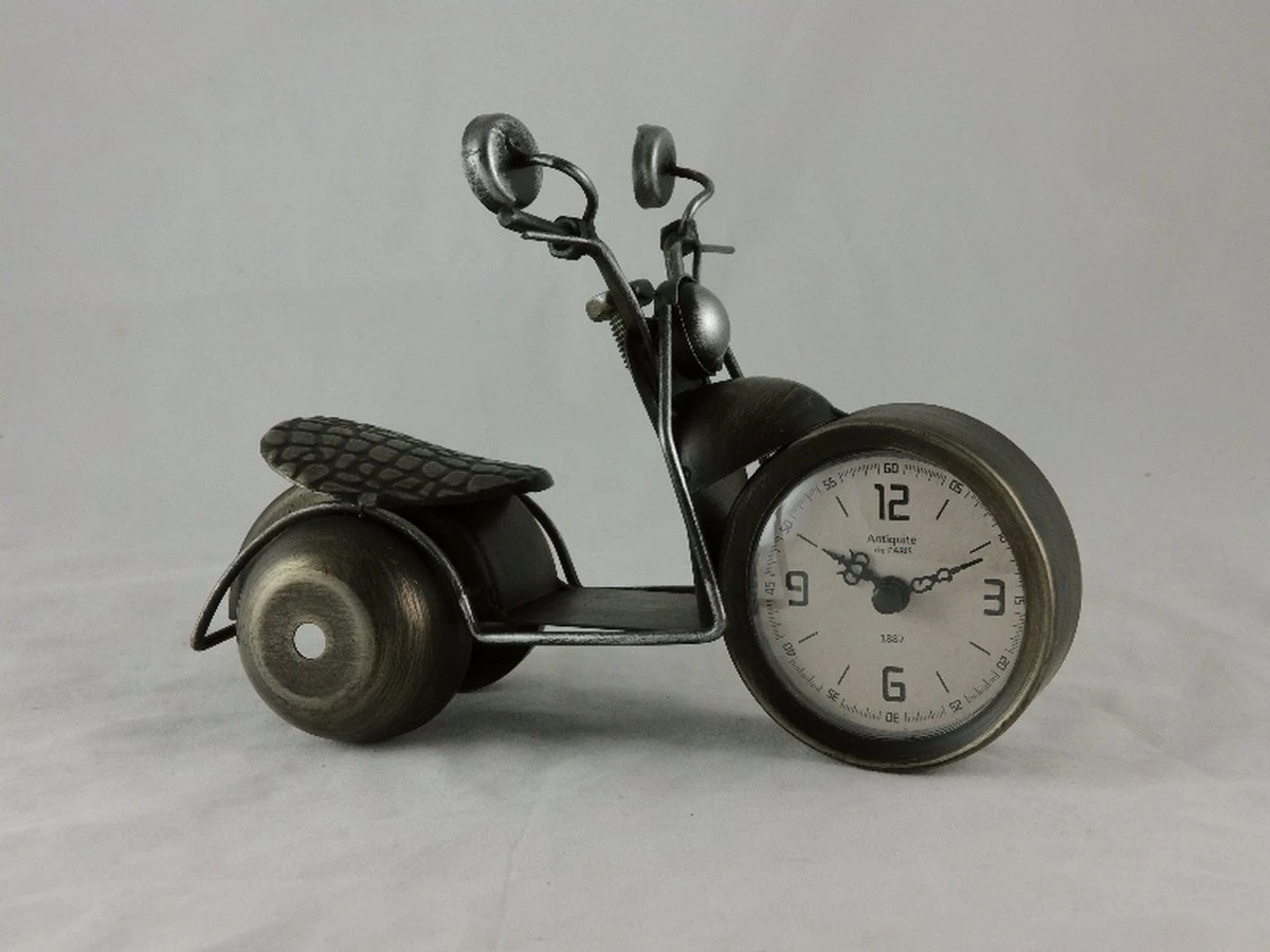 Tafelklok - 16 Cm Hoog - Motorfiets Brons 2 Tafelklok - 16 Cm Hoog - Motorfiets Brons