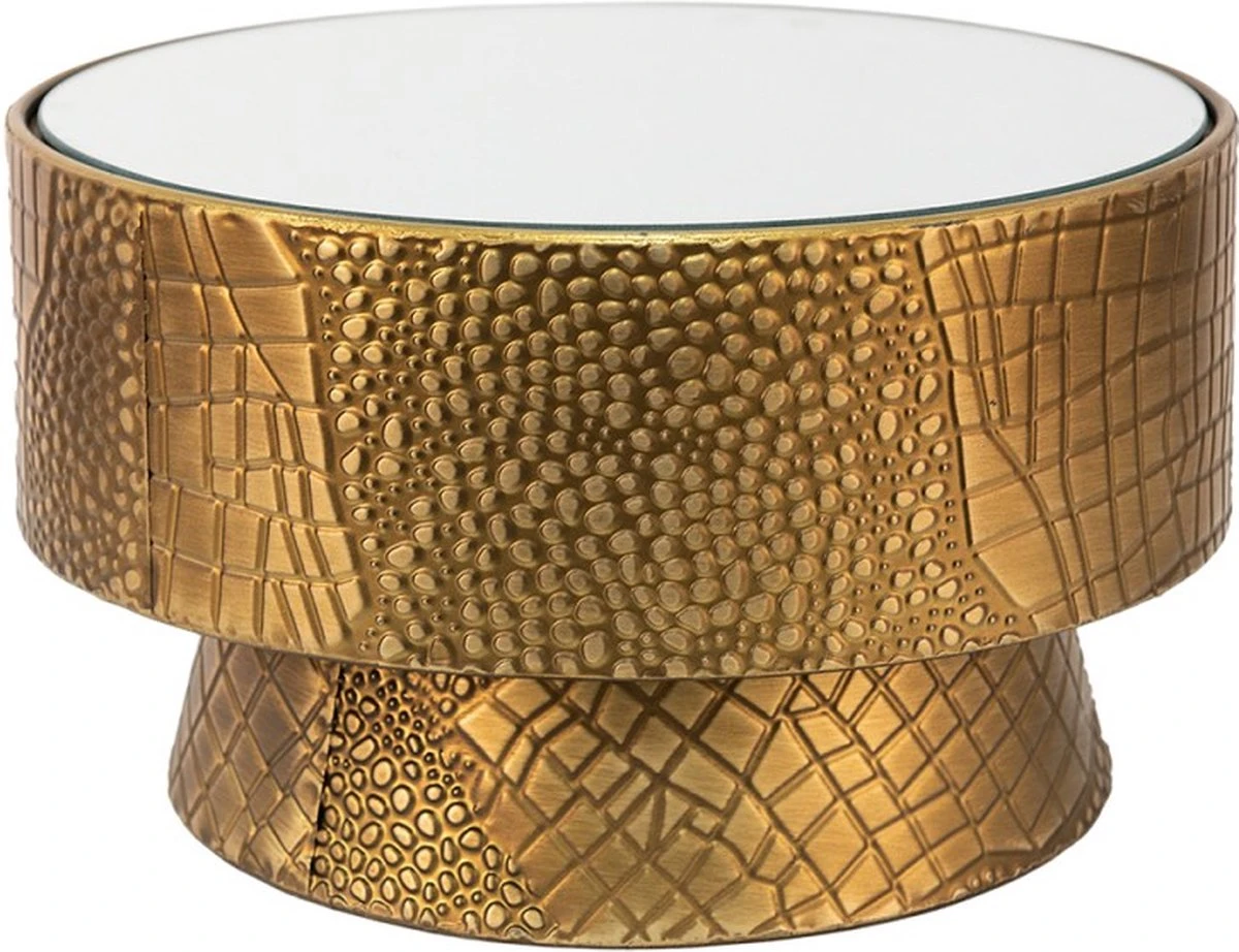 Plantentafel Met Spiegel Ø 28*16 Cm Goudkleurig Metaal Rond Bijzettafel 3 Plantentafel Met Spiegel Ø 28*16 Cm Goudkleurig Metaal Rond Bijzettafel