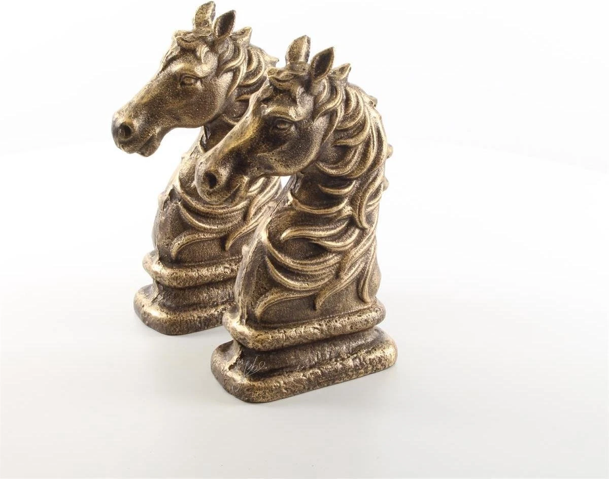 Paardenhoofd Set Van 2 - Boekensteun - Brons - 23,7 Cm Hoog 3 Paardenhoofd Set Van 2 - Boekensteun - Brons - 23,7 Cm Hoog