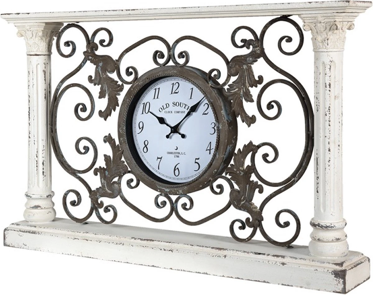 Wandklok 76*12*48 Cm / 1*AA Wit Hout, Metaal Rechthoek Krullen Muurklok Hangklok Keukenklok 4 Wandklok 76*12*48 Cm / 1*AA Wit Hout, Metaal Rechthoek Krullen Muurklok Hangklok Keukenklok - Afbeelding 2