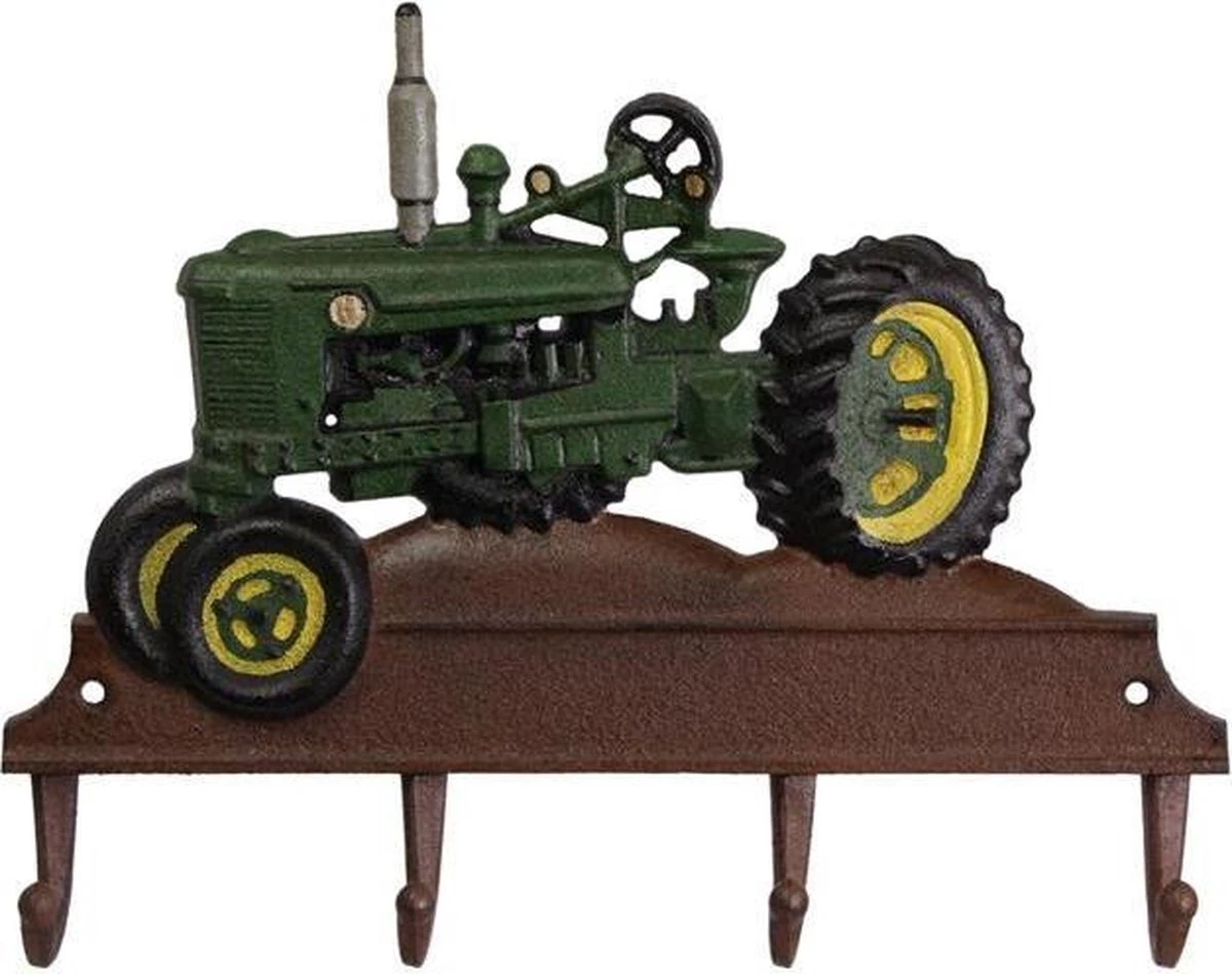 Kapstok - Gietijzeren Groene Tractor - 4 Haken 3 Kapstok - Gietijzeren Groene Tractor - 4 Haken
