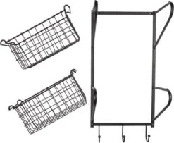 Wandrek 31*22*63 Cm Zwart Ijzer Muurrek Opbergkast Hangkast 7 Wandrek 31*22*63 Cm Zwart Ijzer Muurrek Opbergkast Hangkast -Trendybywave 1200x984