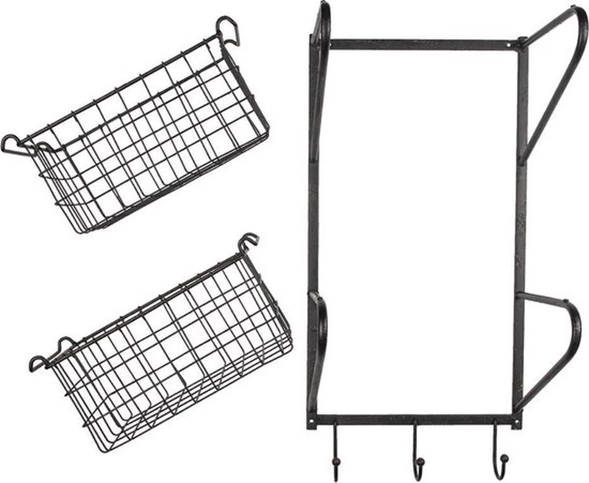 Wandrek 31*22*63 Cm Zwart Ijzer Muurrek Opbergkast Hangkast 5 Wandrek 31*22*63 Cm Zwart Ijzer Muurrek Opbergkast Hangkast - Afbeelding 3