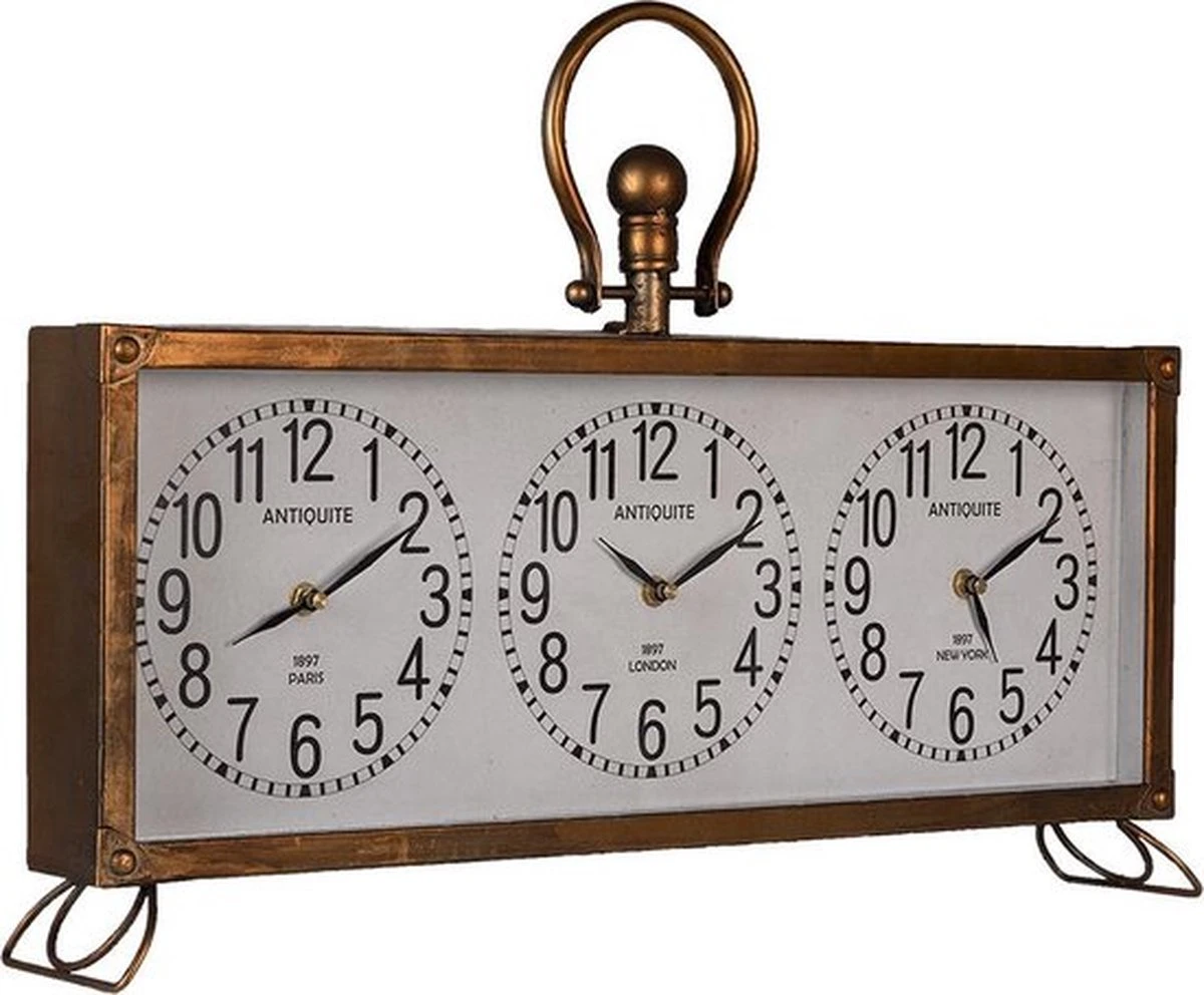 Tafelklok 56*9*45 Cm Koperkleurig Ijzer, Glas Tafelklokken Binnen Staand Klokje Tafelklokje 4 Tafelklok 56*9*45 Cm Koperkleurig Ijzer, Glas Tafelklokken Binnen Staand Klokje Tafelklokje - Afbeelding 2