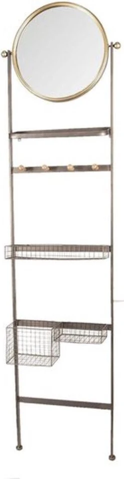 Wandspiegel 50*20*194 Cm - Bruin IJzer Glas Hout