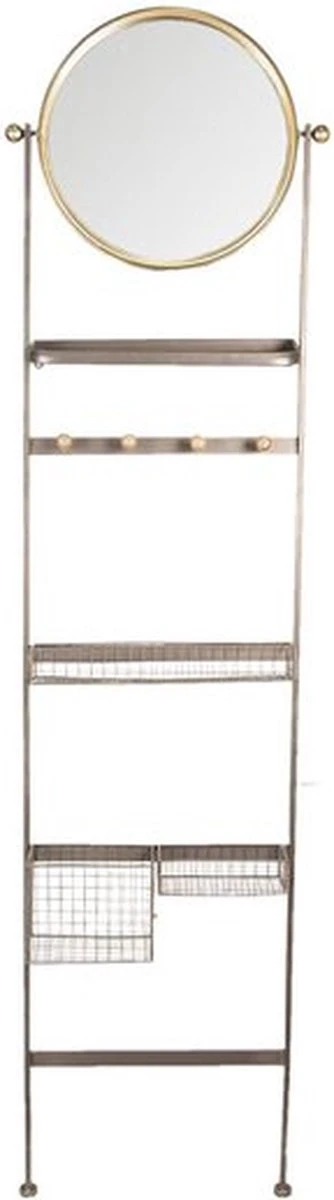 Wandspiegel 50*20*194 Cm - Bruin IJzer Glas Hout 5 Wandspiegel 50*20*194 Cm - Bruin IJzer Glas Hout - Afbeelding 3