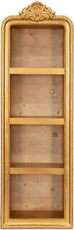 Wandrek 42*19*126 Cm Goudkleurig Hout Muurrek Opbergkast