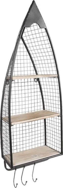 Wandrek 30*15*83 Cm Zwart Hout Muurrek Opbergkast Hangkast