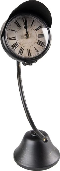 Tafelklok 12x20x37 Cm Zwart Metaal Tafelklokken Binnen Staand Klokje Tafelklokje
