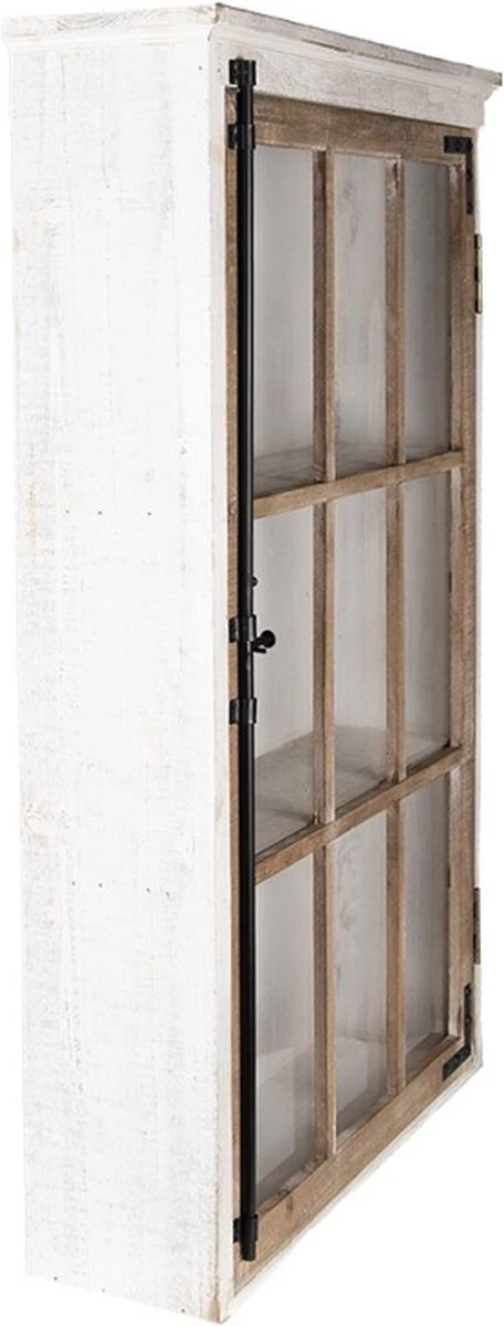 Wandrek 49x15x80 Cm Wit Bruin Hout Metaal Rechthoek Muurrek Opbergkast 4 Wandrek 49x15x80 Cm Wit Bruin Hout Metaal Rechthoek Muurrek Opbergkast - Afbeelding 2