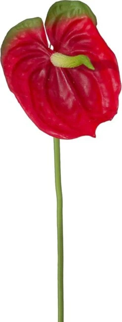 Kunstbloem - Anthurium - Topkwaliteit Decoratie - 2 Stuks - Zijden Bloem - Rood - 77 Cm Hoog