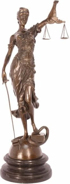 Bronzen Sculptuur - Vrouwe Justitia - Lady Justice - Gedetailleerd Sculptuur - 62 Cm Hoog