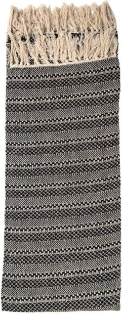 Plaid 125*150 Cm Zwart, Beige Katoen Rechthoek Deken Kleed Dekentje