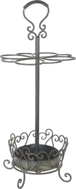 Paraplubak Ø 30*68 Cm Bruin Ijzer Rond Krullen Parapluhouder Paraplustandaard Wandelstokhouder