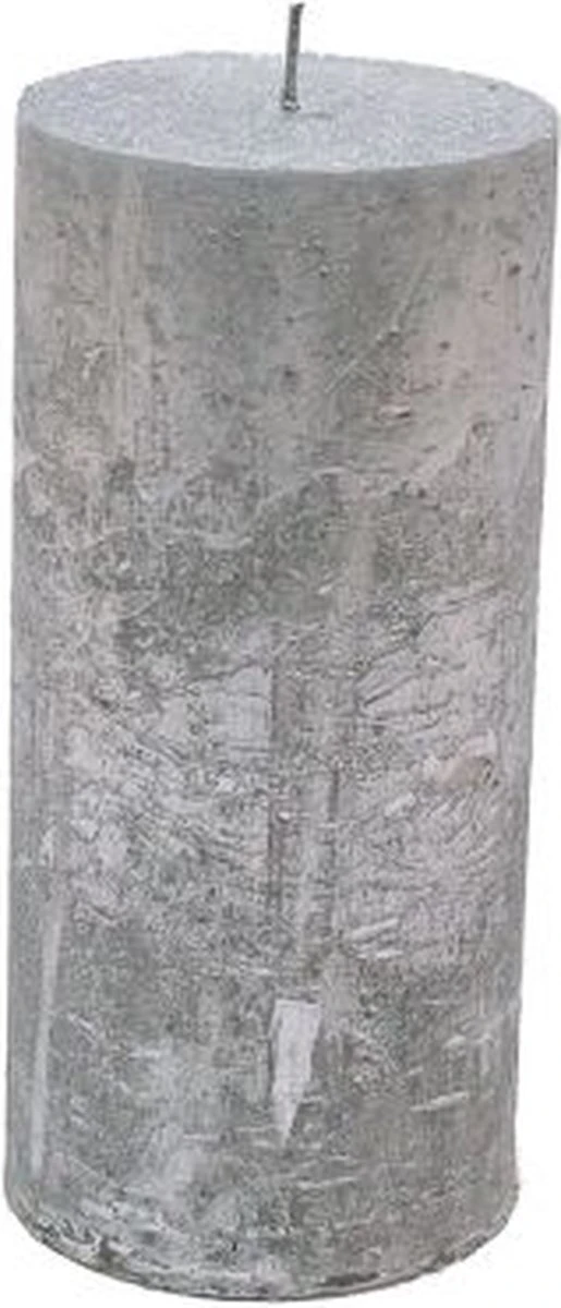 Stompkaars - Zilver - 7x15cm - Parafine - Set Van 2