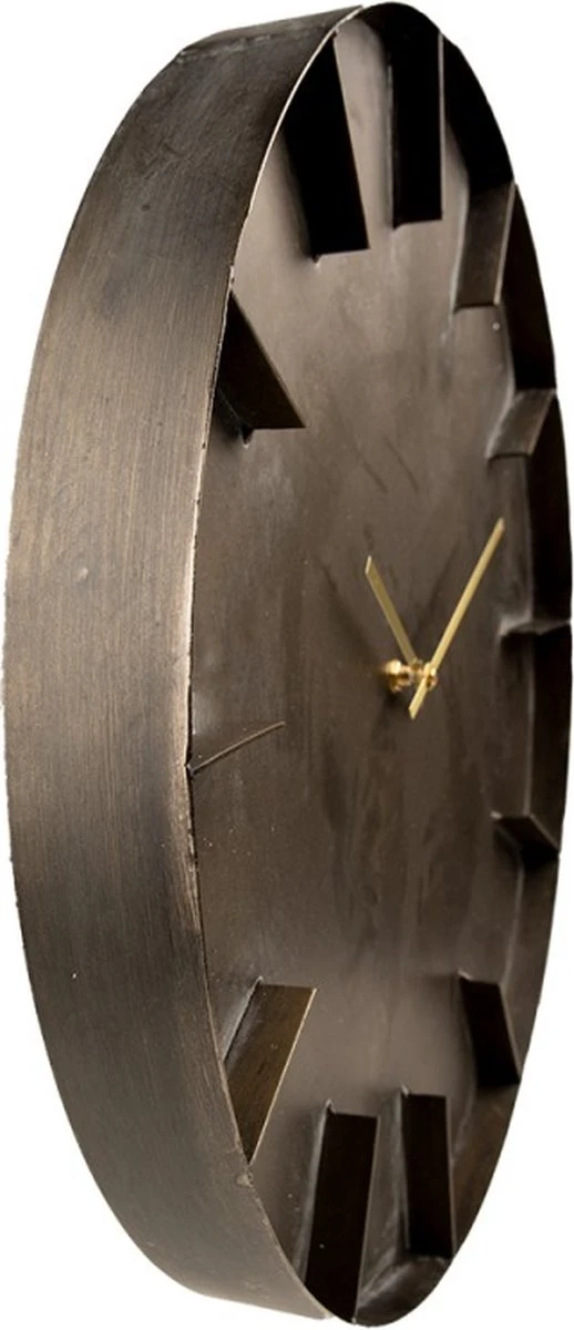 Wandklok Ø 49 Cm Grijs Ijzer Rond Muurklok Hangklok 4 Wandklok Ø 49 Cm Grijs Ijzer Rond Muurklok Hangklok - Afbeelding 2