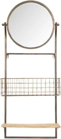 Spiegel 42x100 Cm Bruin Ijzer Hout Rond Grote Spiegel Wand Spiegel Muur Spiegel