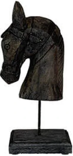 Beeld - Houten Paardenhoof - Sunburn Hout - Decoratief - Robuust - H36cm