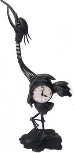 Tafelklok - 78 Cm Hoog - Kraanvogel Klok Zwart