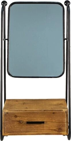 Wandspiegel 46*27*90 Cm Bruin, Zwart Ijzer, Glas, Hout Rechthoek Grote Spiegel Muur Spiegel Wand Spiegel