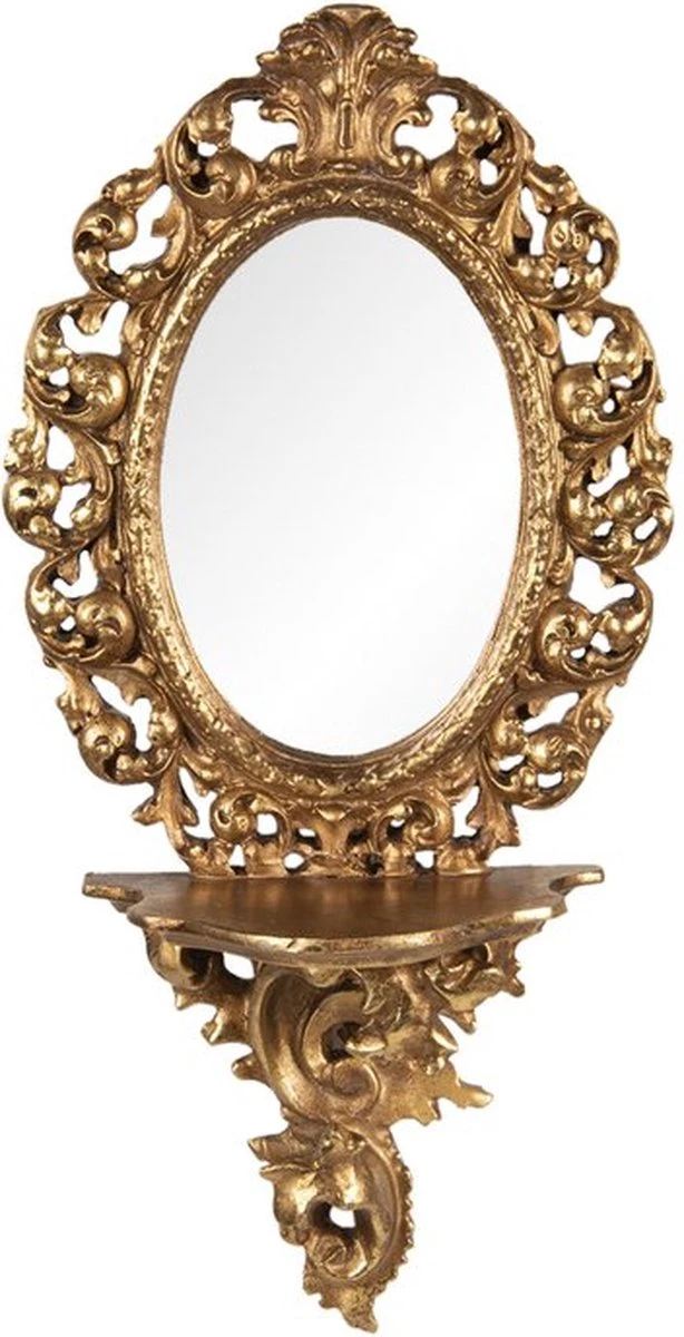 Wandspiegel Kandelaar 17*9*35 Cm - Goudkleurig Kunststof Glas 4 Wandspiegel Kandelaar 17*9*35 Cm - Goudkleurig Kunststof Glas - Afbeelding 2