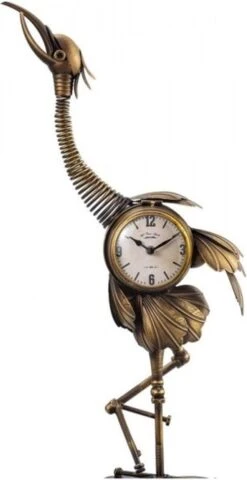 Tafelklok - 78 Cm Hoog - Kraanvogel Klok Brons