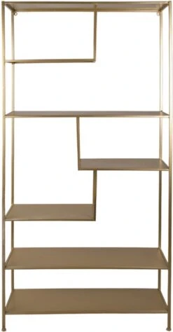 Wandrek 80x26x170 Cm Goudkleurig Ijzer Rechthoek Wandplank Wandschap Boekenkast