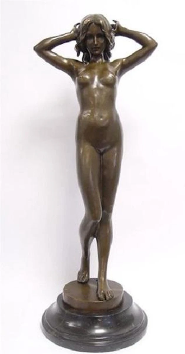 Beeld Vrouw Op Voetstuk - Brons - Decoratief Sculptuur - Naakte Vrouw - 77,5 Cm Hoog 3 Beeld Vrouw Op Voetstuk - Brons - Decoratief Sculptuur - Naakte Vrouw - 77,5 Cm Hoog