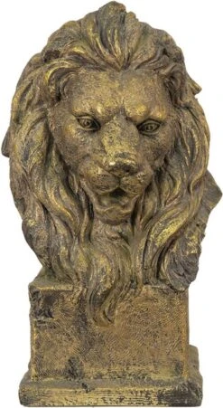 Decoratie Beeld Leeuw 32*26*60 Cm Goudkleurig Polyresin Decoratief Figuur Decoratieve Accessoires Woonaccessoires