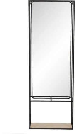 Wandspiegel 40*15*115 Cm Zwart Ijzer, Glas, Hout Rechthoek Grote Spiegel Muur Spiegel Wand Spiegel