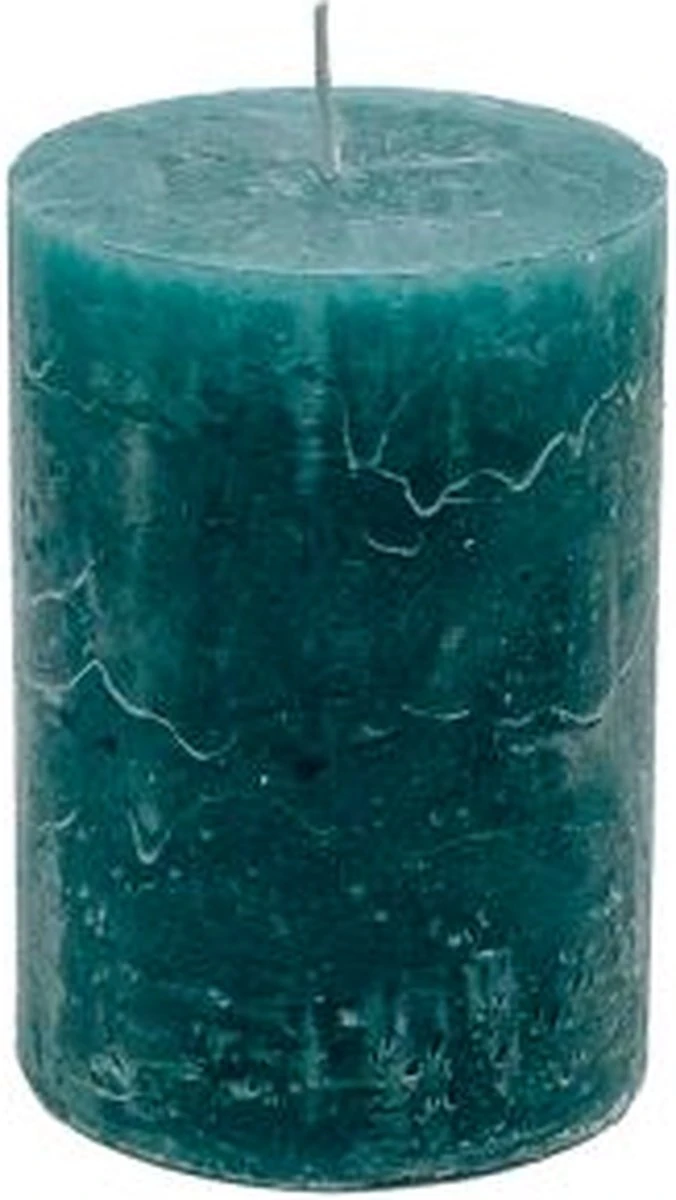 Stompkaars - Petrol - 7x10 Cm - Parafine - Set Van 2 3 Stompkaars - Petrol - 7x10 Cm - Parafine - Set Van 2