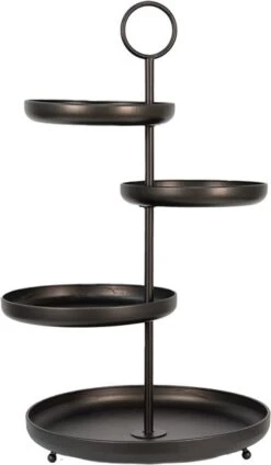 Etagère 4 Laags 46*41*75 Cm Zwart Metaal Serveerschaal Taartplateau
